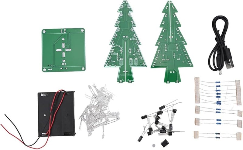 مجموعة DIY لشجرة عيد الميلاد ذات دائرة فلاش LED ثلاثية الأبعاد مع 7 ألوان تضيء إبداعك - Image 2